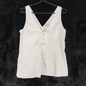 Target Women's Small White Linen Blend Bow Tie Front Sleeveless Top Feminine
